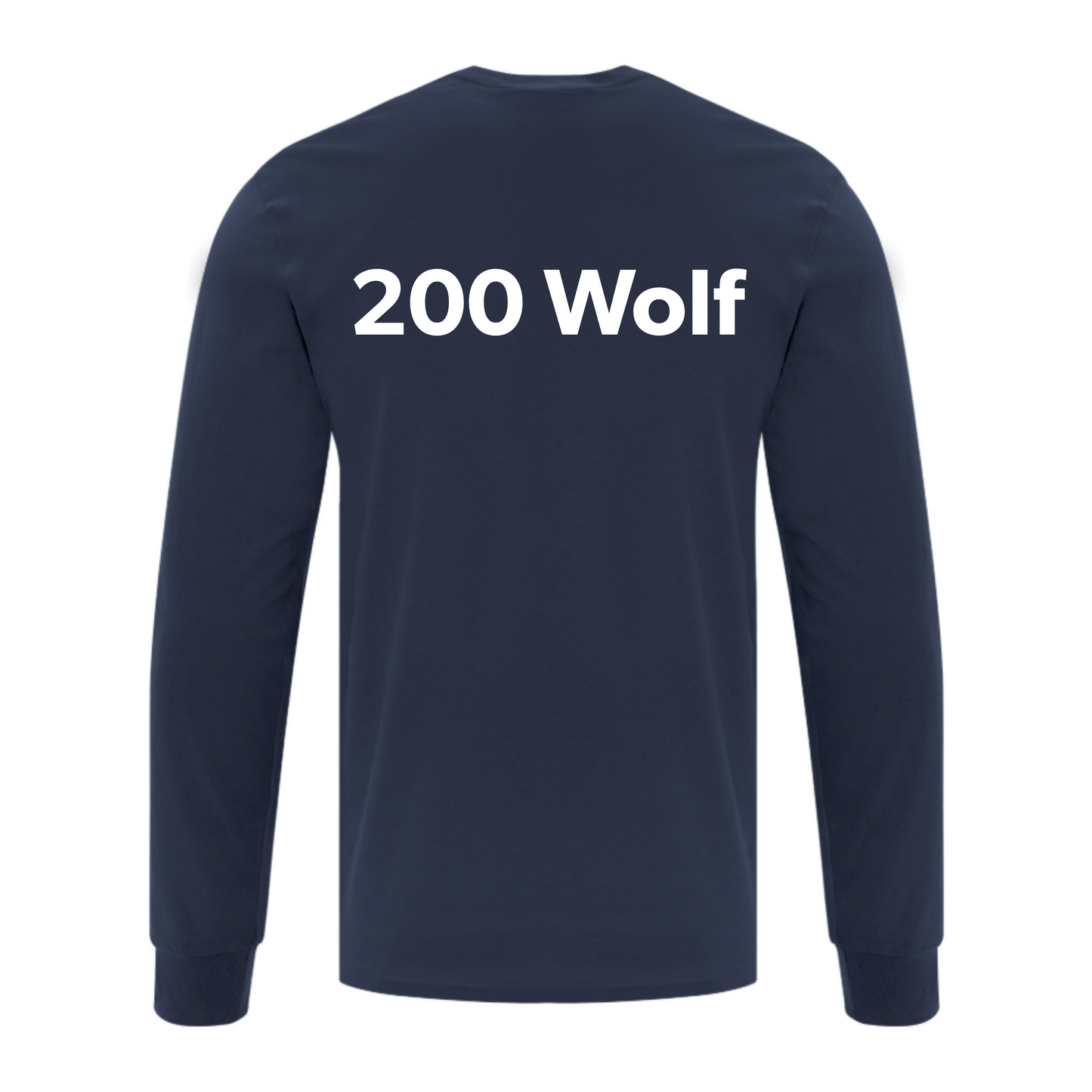 A photo of the 200 Wolf Squadron - Adult Long Sleeve Tee in colour navy