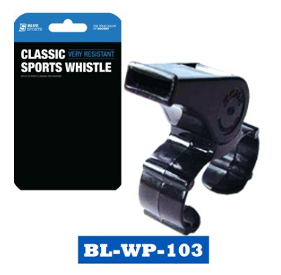 A photo of the Blue Sports Plastic Whistle with Fingergrip in color black.