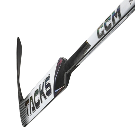 A photo of the CCM Tacks P1 Senior Goalie Stick (2026) in colour white and black.