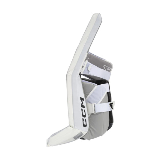 A photo of the CCM Tacks Senior Goalie Pads (2026) in colour white.