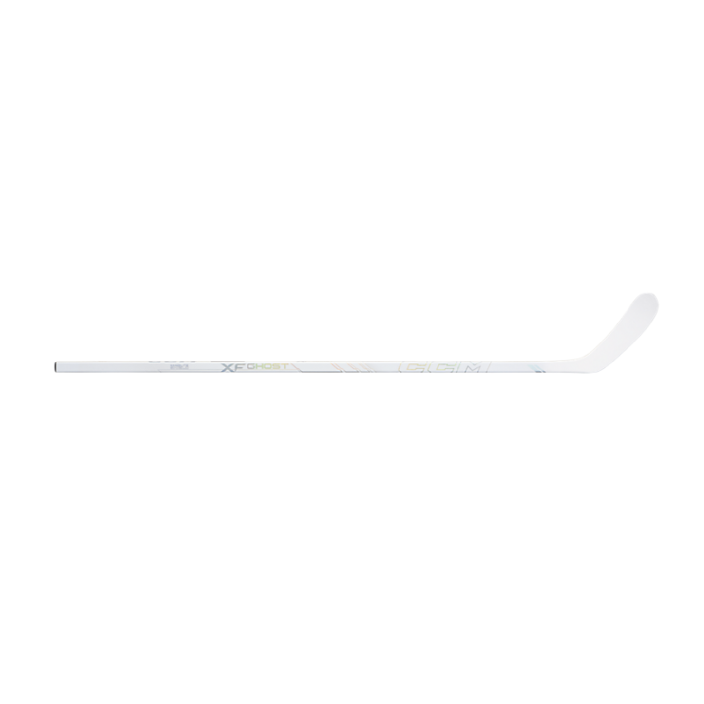 A photo of the CCM Tacks XF Ghost Youth Hockey Stick - White Edition