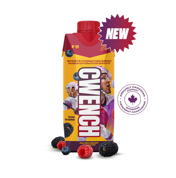 A photo of the CWENCH Golden Berry Hydration Drink - 500ML in colour yellow and red.