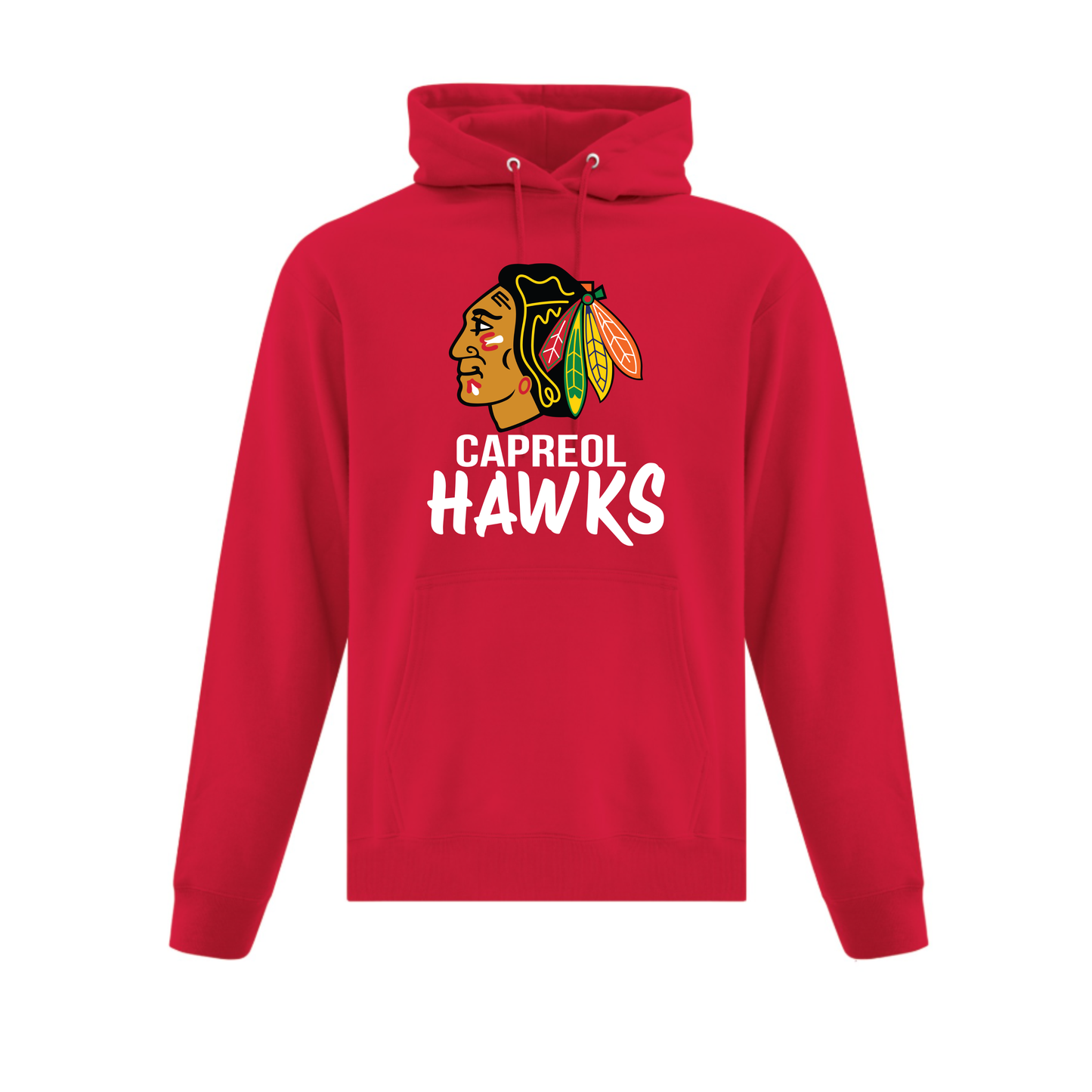 A photo of the Capreol Minor Hockey Association - Hoodie in colour red.
