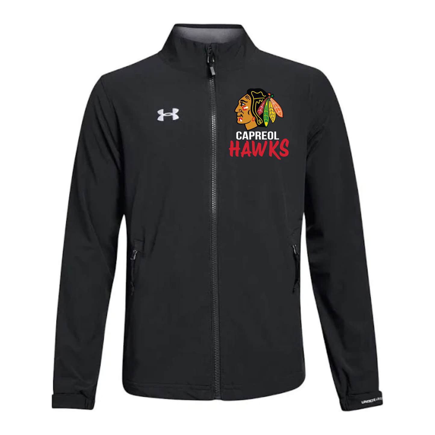 A photo of the Capreol Minor Hockey Association - UA Rink Jacket Adult in colour black.