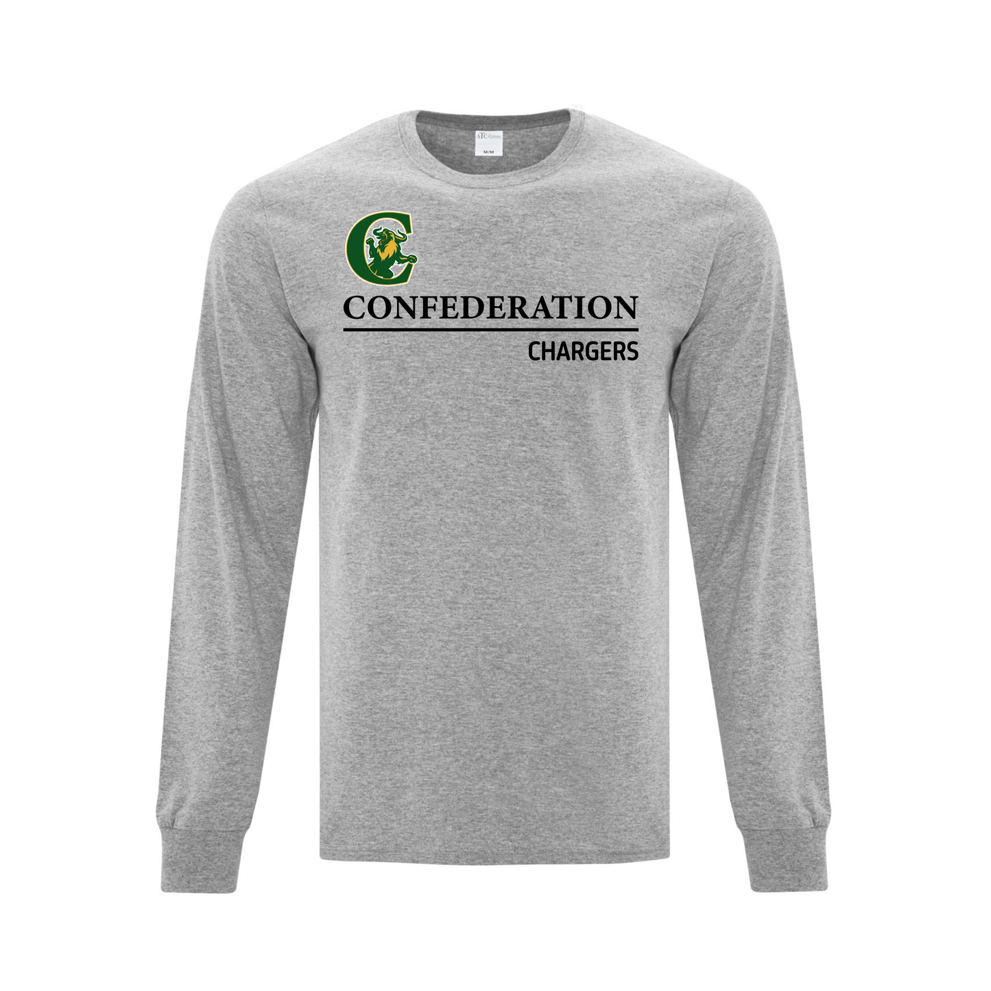 A photo of the Confederation Chargers - Adult Long Sleeve Tee in colour light grey
