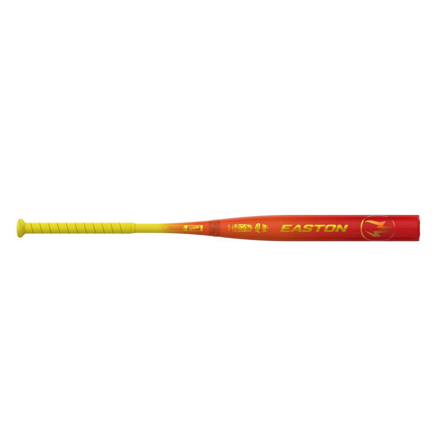 A photo of the Easton Hype Fire Loaded 12.75" 2-Piece Slo-Pitch Softball Bat (2026) in colour red and yellow.