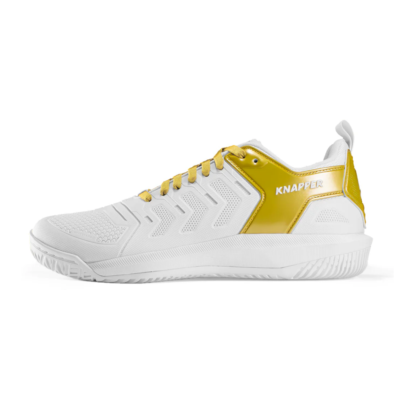 A photo of the Knapper AK6 v1 Hockey Shoes in colour white and gold.
