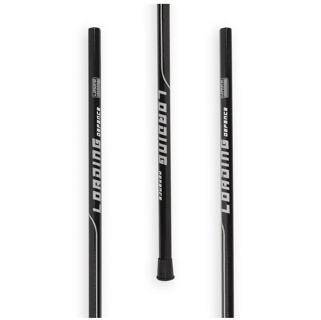A photo of the Loading Lacrosse Defense Lacrosse Shaft in colour black with white text.