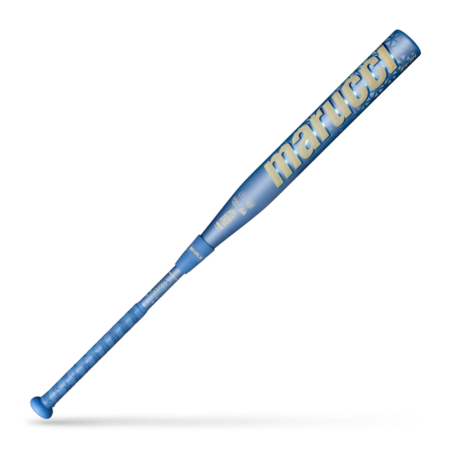 A photo of the Marucci Asura Rise Baseball Bat in colour royal blue with beige ASURA writing.