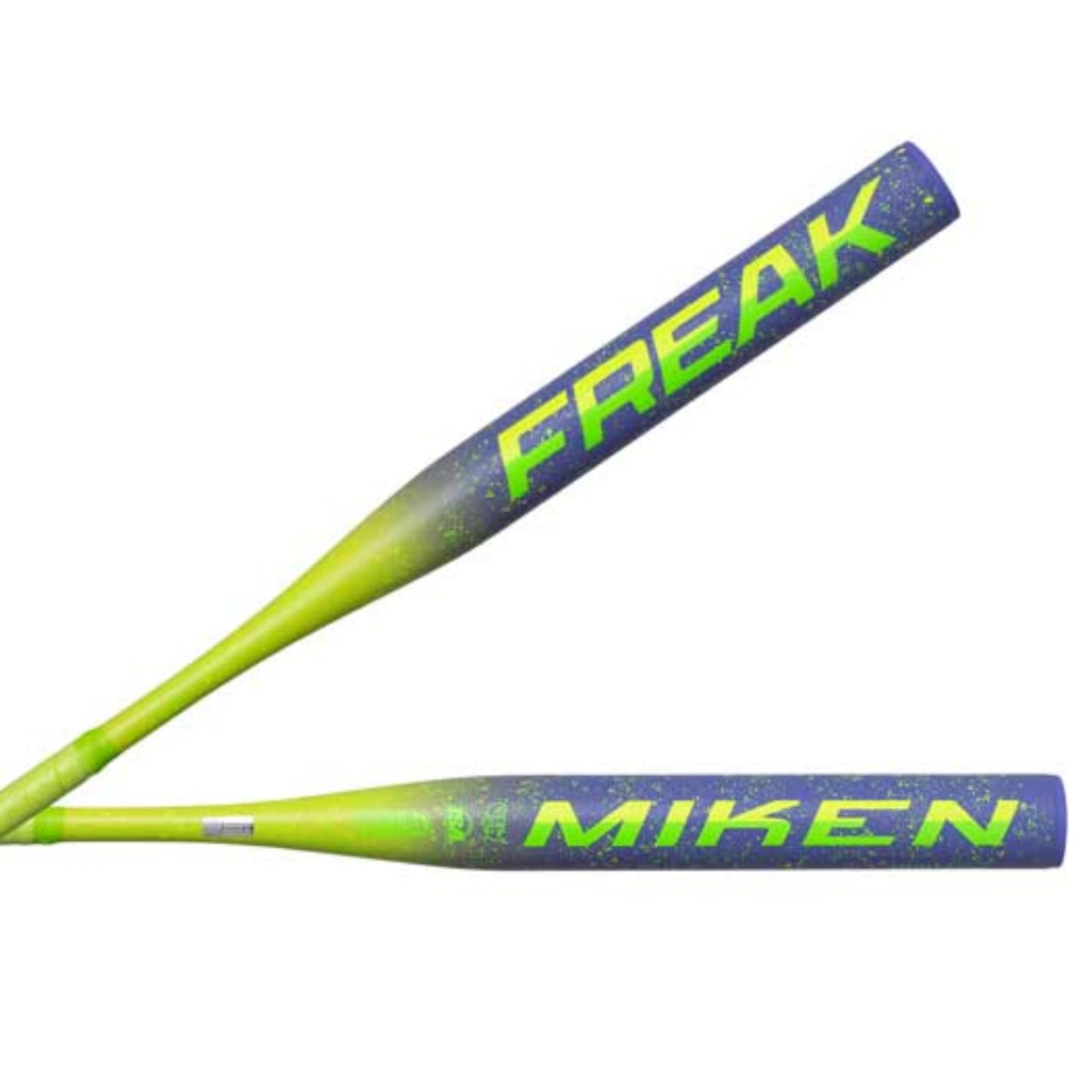 A photo of the Miken Freak Splatter 13" Maxload USSSA Slo-Pitch Softball Bat in colour black and green.