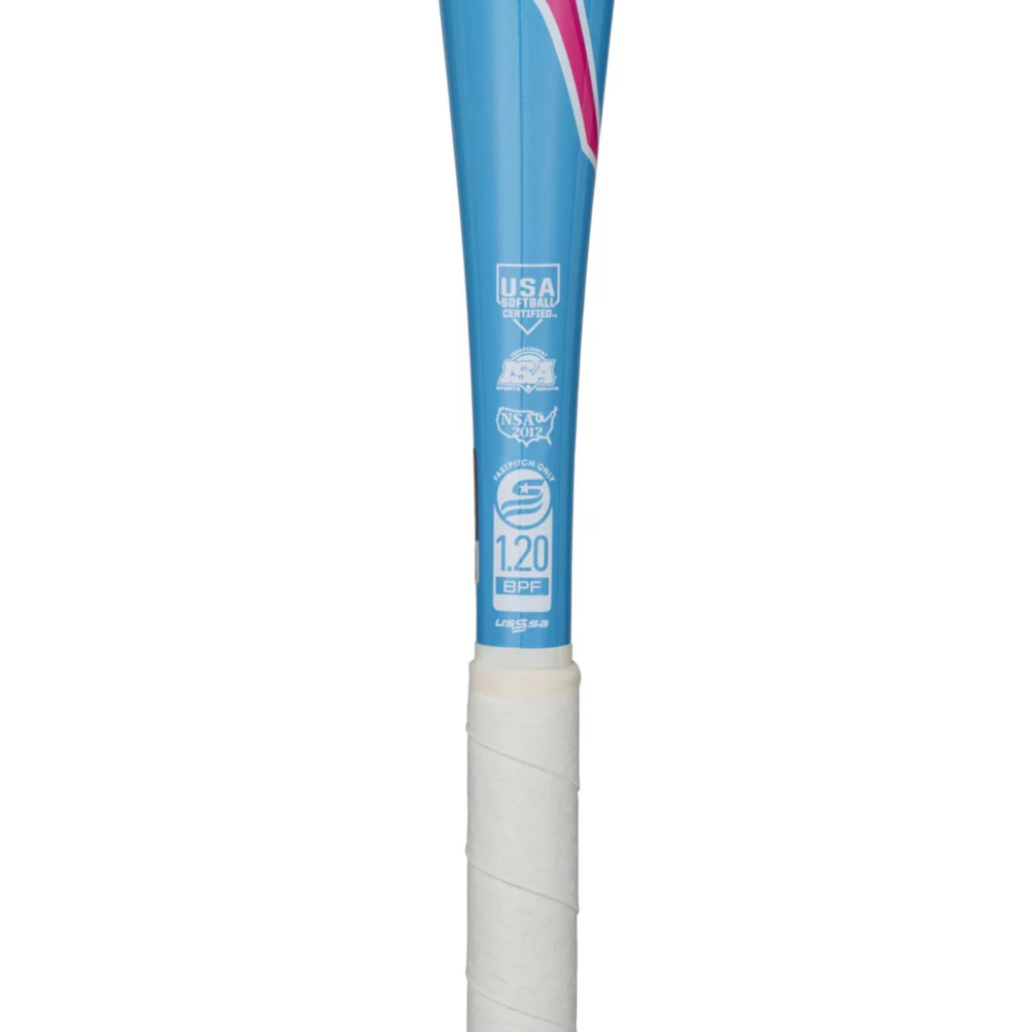 A photo of the Mizuno Finch (-13) Tee Ball Fastpitch Bat (2026) in colour white, red and blue.