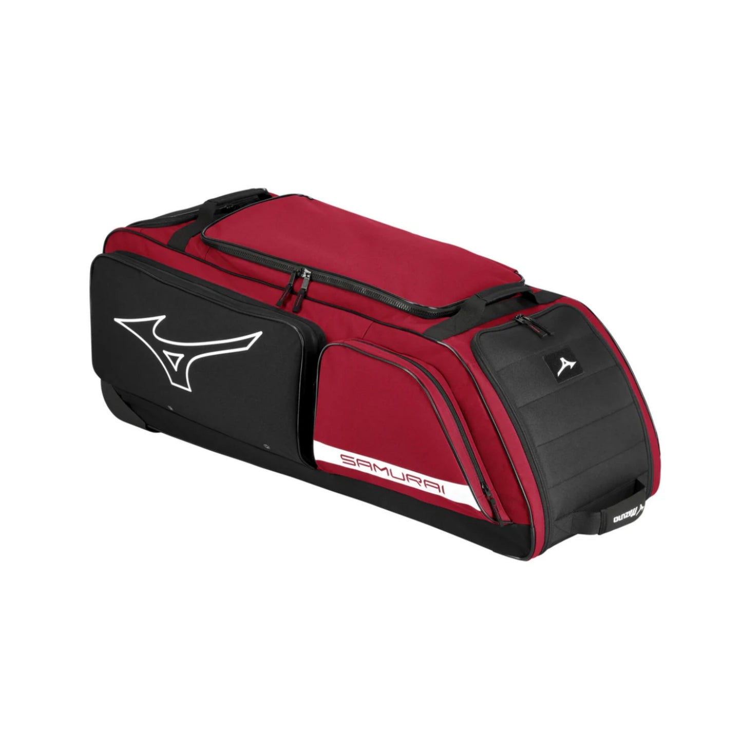A photo of the Mizuno Samurai 24" Wheel Bag in colour red.