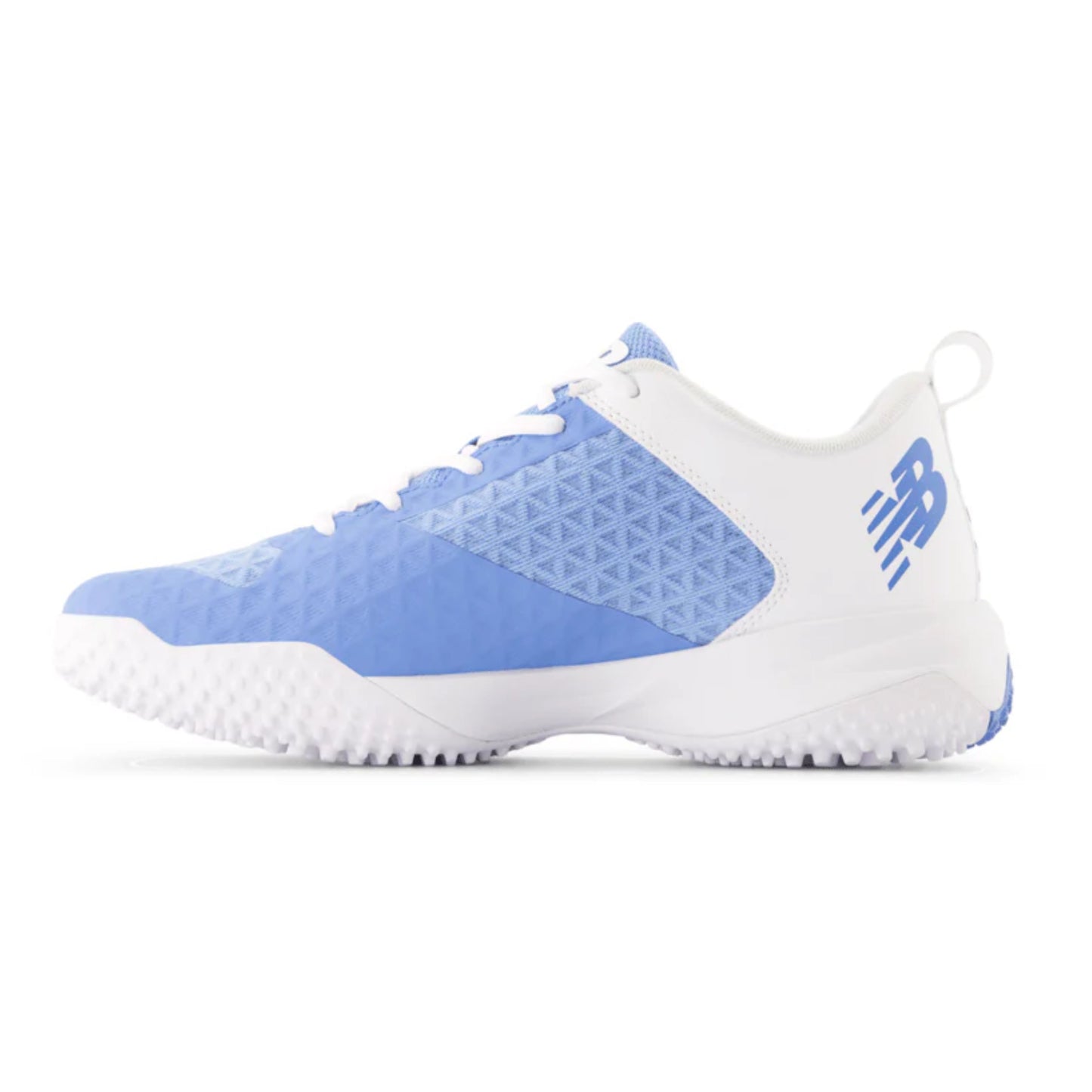 A photo of the New Balance FuelCell 4040 v8 Turf-Trainer Baseball Cleats in colour carolina blue and white.