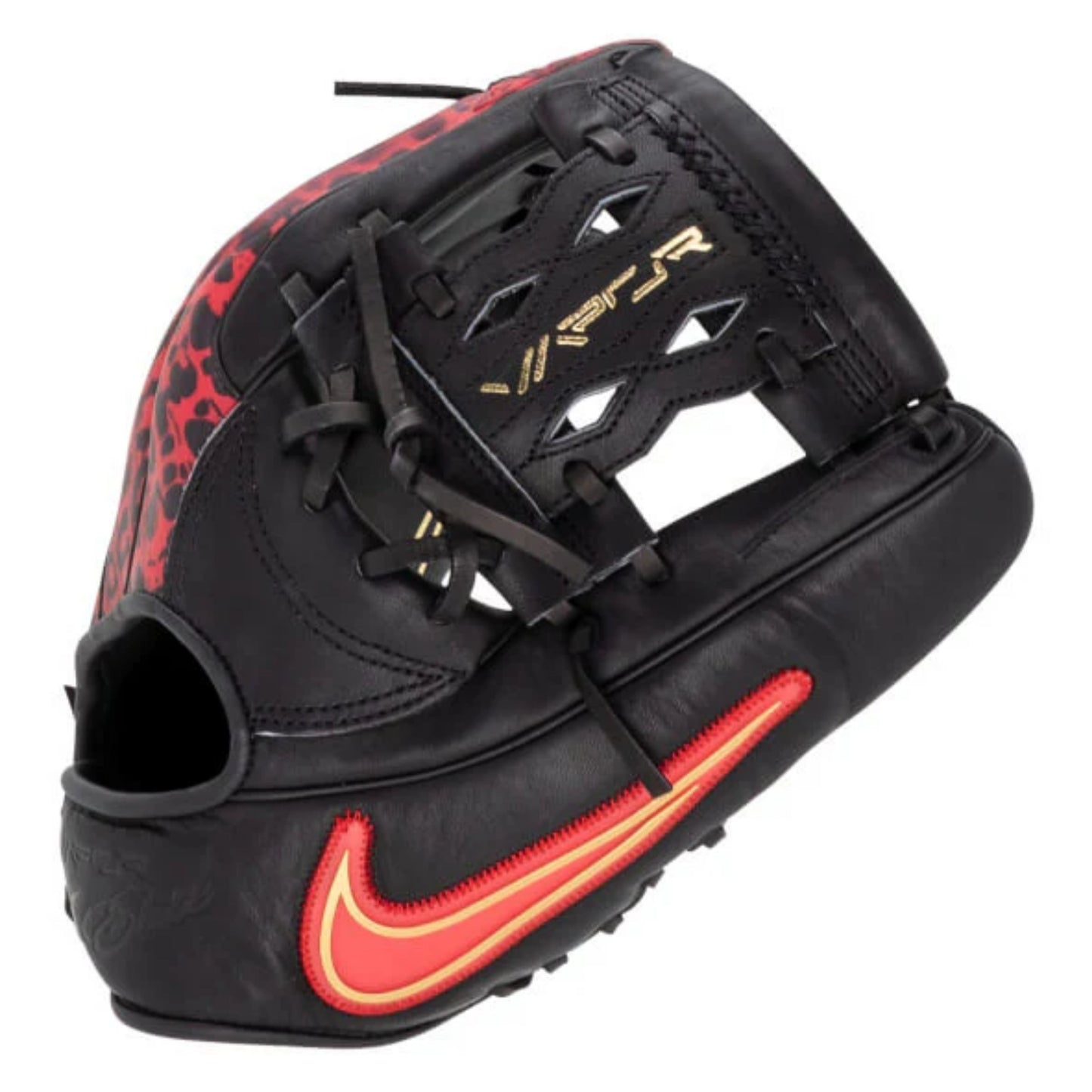 A photo of the Nike Vapor Elite 11.5" Baseball Glove in colour black and red.