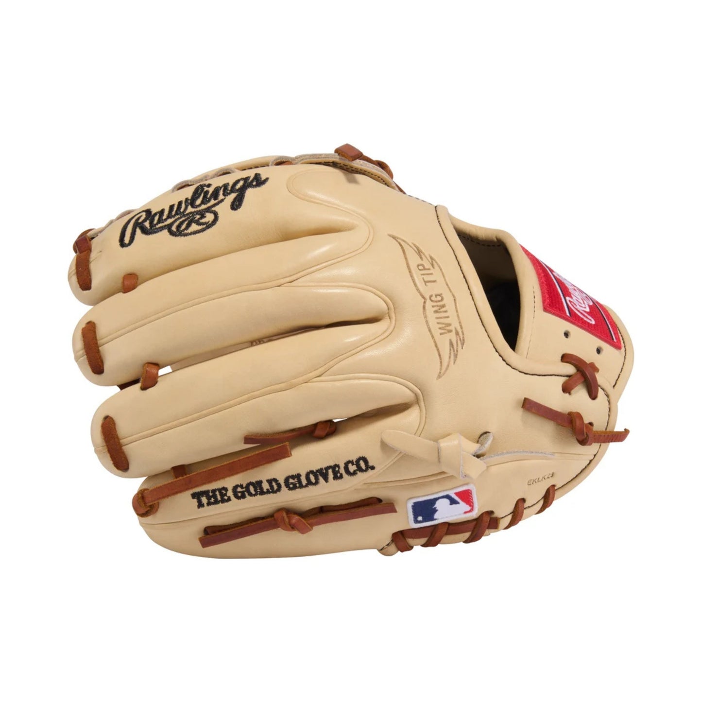 A photo of the Rawlings Heart of the Hide 11.75" Infield Baseball Glove in colour tan with brown lace and a black Rawlings logo.