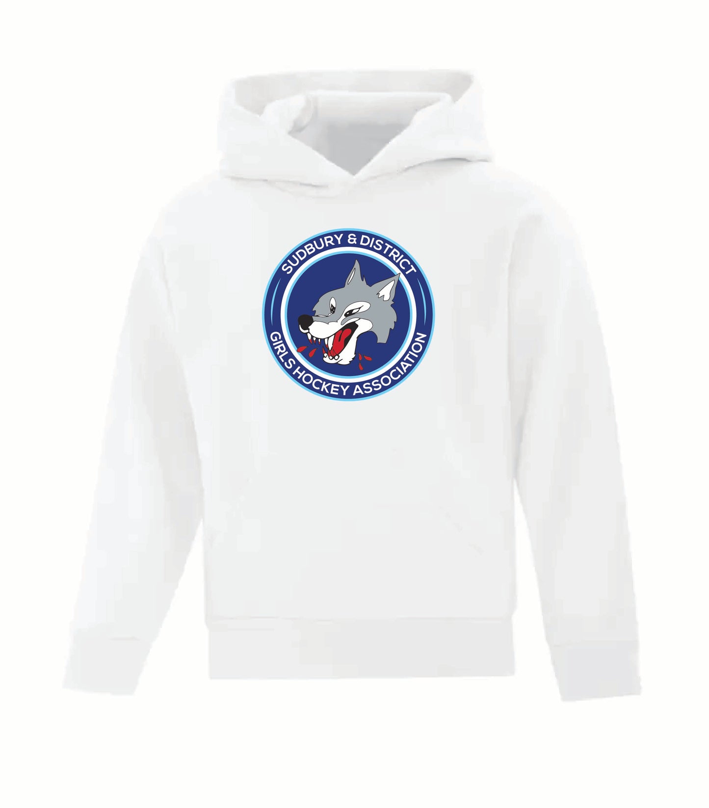 A photo of the SDGHA - Youth Hoodie in colour white.