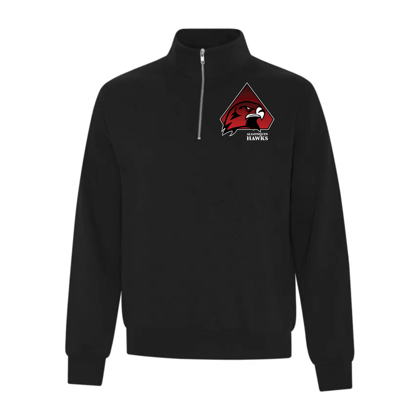 A photo of the
SPHL Algonquin Hawks - Adult 1/4 Zip
in colour black with hawk logo.