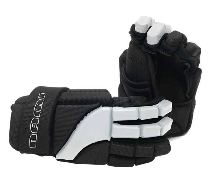 A photo of the Nami Ringette Gloves in colour black and white.