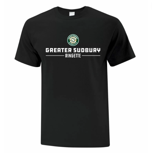 A photo of the Greater Sudbury Ringette T-shirt in colour black.