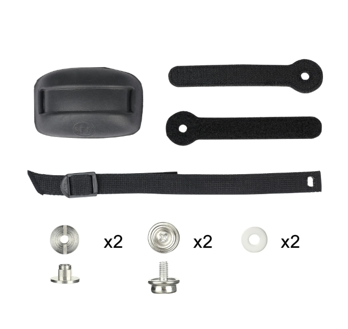 A photo of parts included in the Warrior Ritual F2 Hockey Chin Strap and Cup