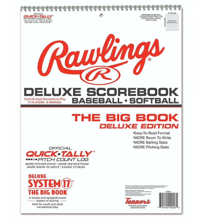 A photo of the Rawlings Big Book Baseball Scorebook.