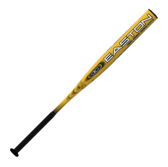 A photo of the 2025 Easton Synergy ISF (-7) Fastpitch Softball Bat in colour yellow and black. Easton logo view.