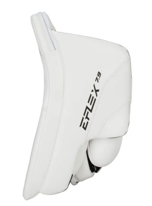 A photo of the CCM EFLEX E7.9 Senior Goalie Blocker in colour white.