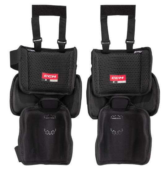 A photo of the CCM XF Goalie Knee Guards in colour black.