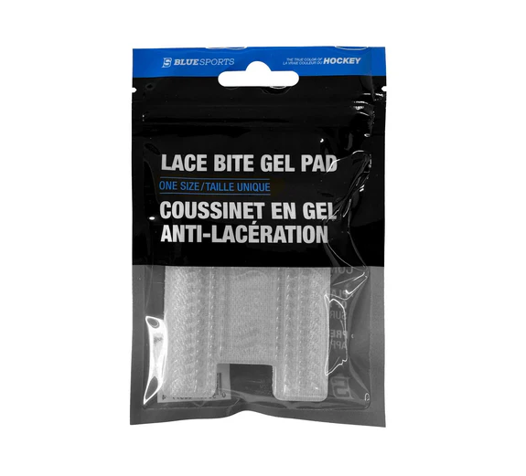 A photo of the Blue Sports Lace Bite Gel Pad clear colour in black packaging.