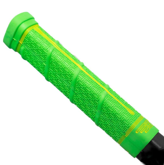 A photo of the Buttendz Future Hockey Stick Grip in colour green and yellow.