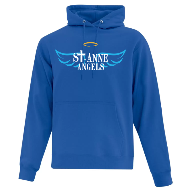 A photo of the St. Anne Elementary School Hoodie in colour royal blue.