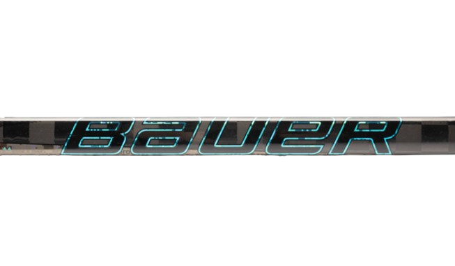 A photo of the 2024 Bauer Twitch Hockey Stick in colour black and blue. Shaft view.