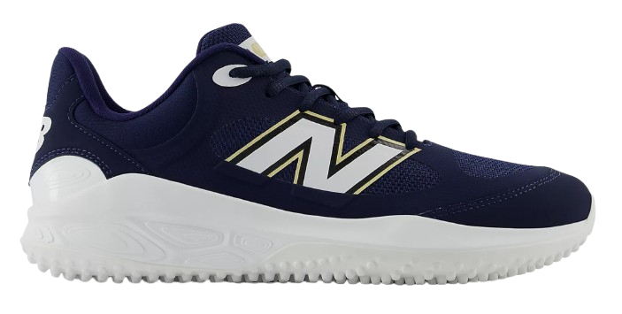 A photo of the New Balance Fresh Foam 3000 V7 Mens Turf-Trainer in colour navy and white with white sole. Side view.
