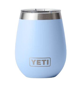 A photo of the Yeti Rambler 10oz Wine Tumbler in colour big sky blue.