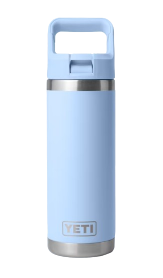 A photo of the Yeti Rambler 18oz Straw Water Bottle in sky blue.