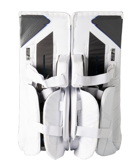 A photo of the Bauer Vapor Flylite Goalie Pads (2025) in colour white. Back of the pads.