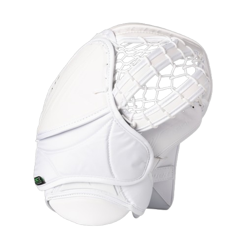 A photo Bauer Vapor Flylite Senior Goalie Catcher (2025) in colour white. back of the glove.