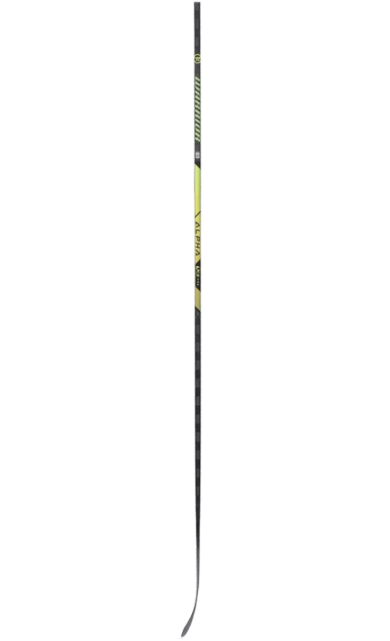 A photo of the Warrior Alpha LX3 Pro Senior Hockey Stick in colour grey, black and yellow.