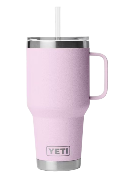 A photo of the Yeti Rambler 35oz Straw Mug in colour cherry blossom.