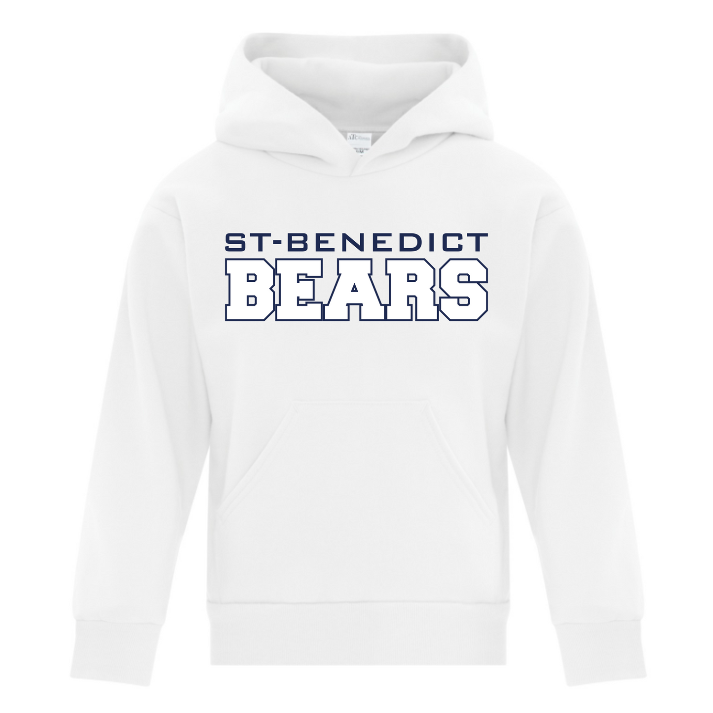 A photo of the St. Benedict - Youth Gildan Hoodie in colour white.
