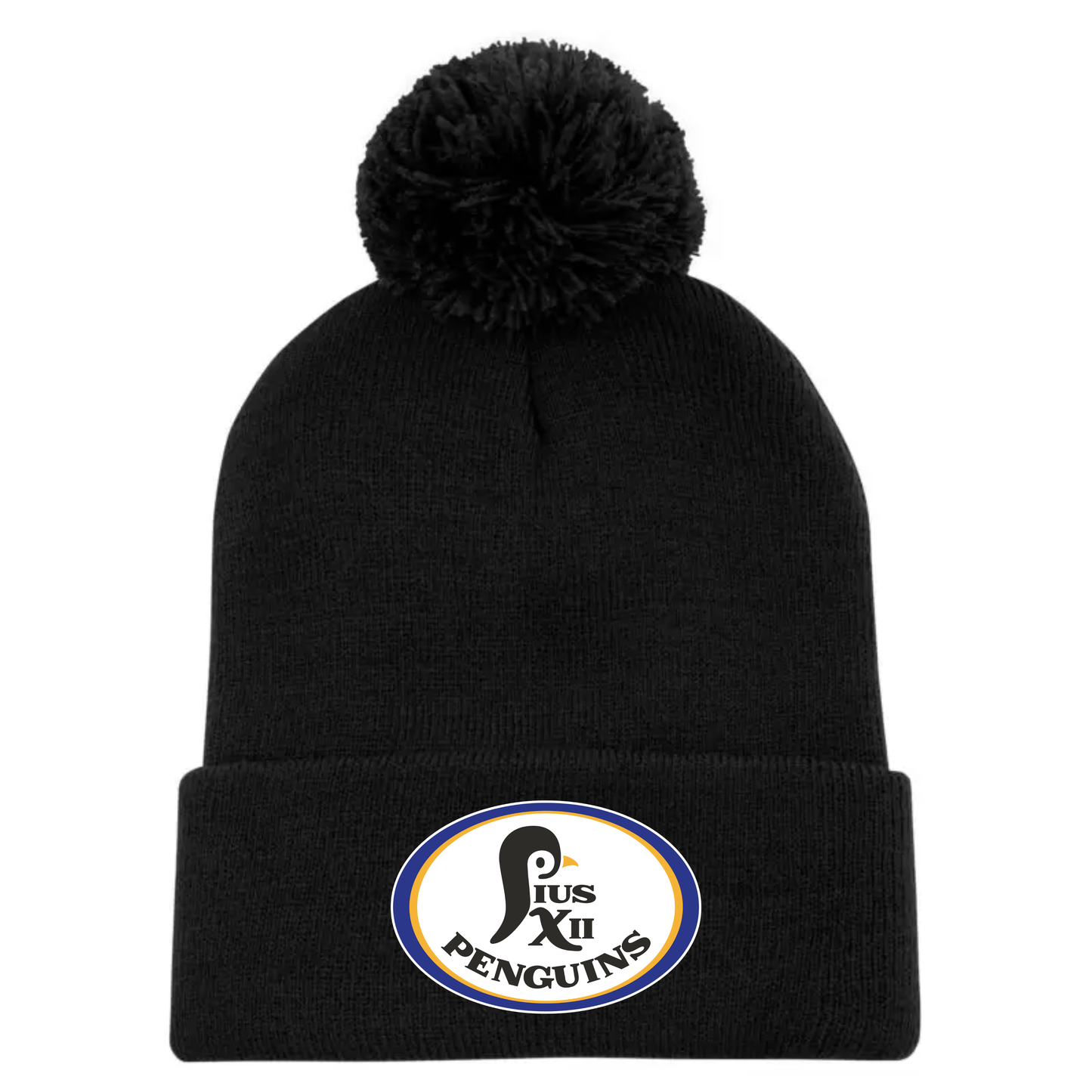 A photo of the St Paul Pius XII Penguins - Pom Pom Cuff Toque in colour black.