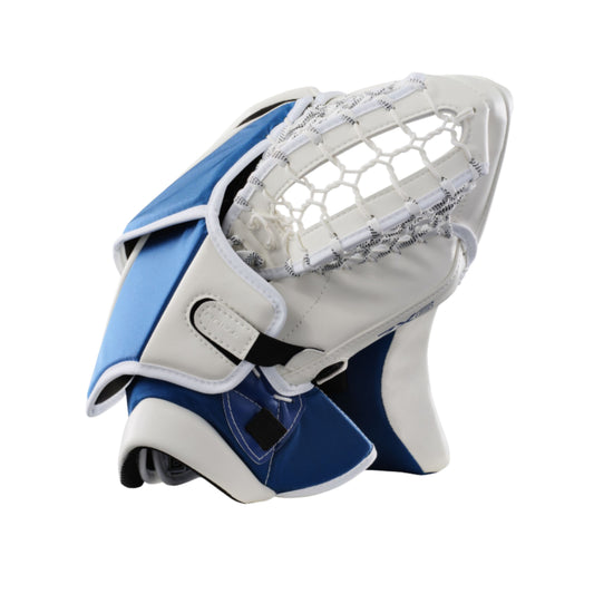 A photo of the True Hockey Catalyst 7X6 Goalie Catcher in colour white and royal blue.