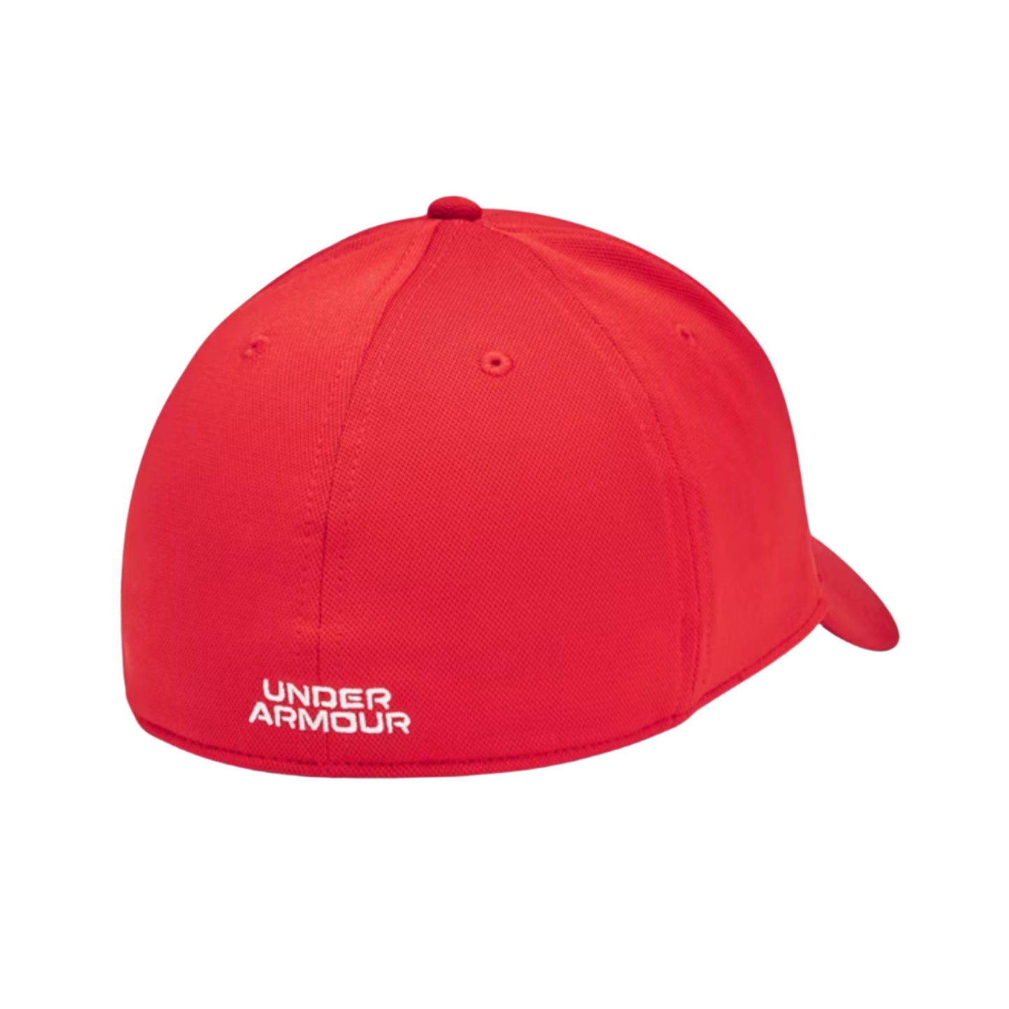 A photo of the Under Armour Blitzing Low Men's Stretch Fit Cap in colour red and white.