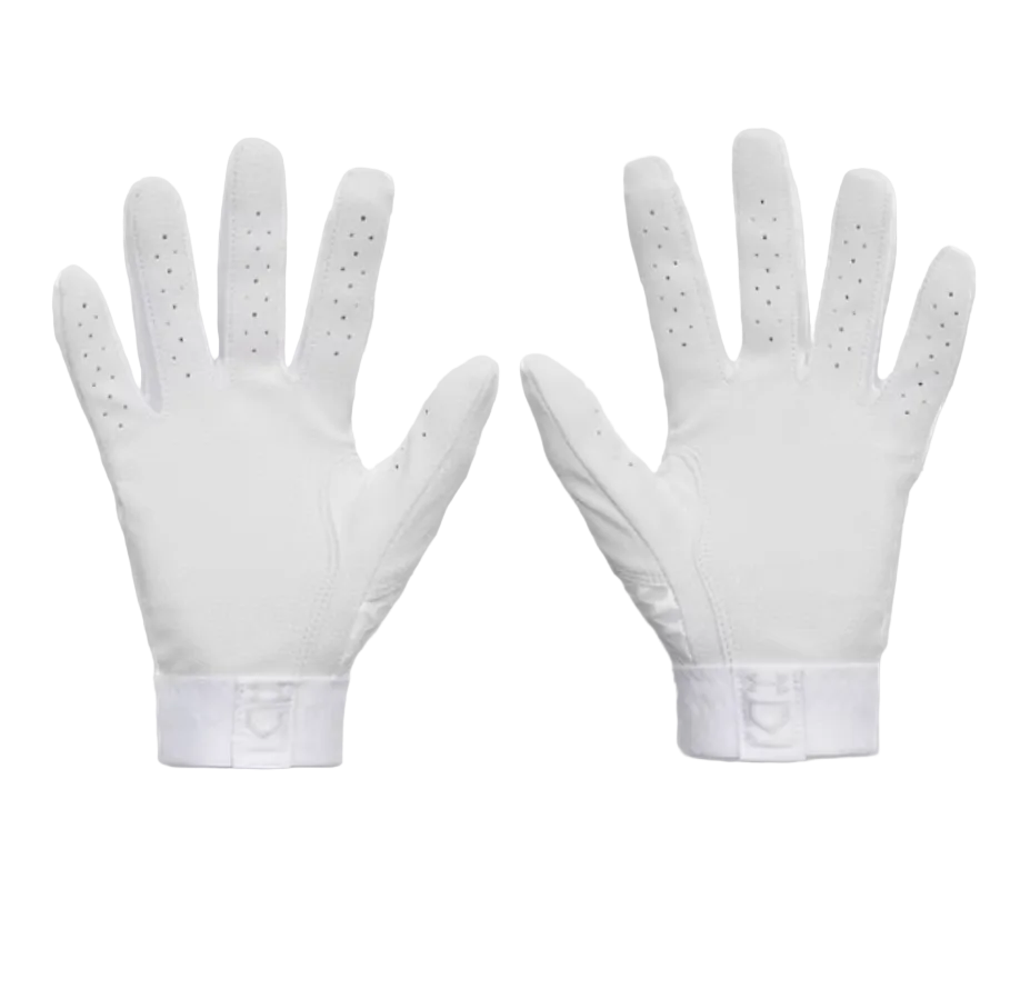 A photo of the Under Armour Glyde Women's Batting Gloves in colour white.