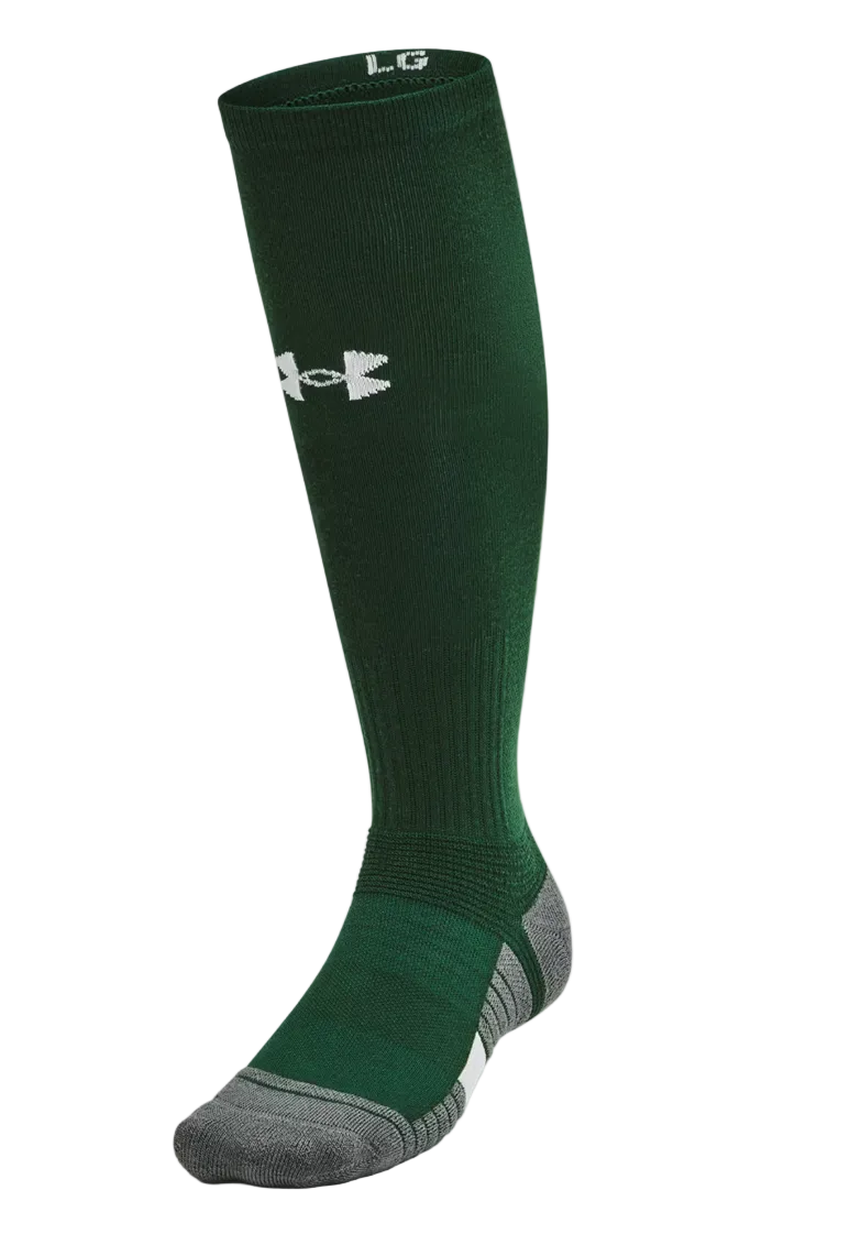 A photo of the Under Armour Team Unisex Over-The-Calf Socks in colour forest green.