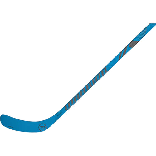 A photo of the Warrior Alpha Tyke Hockey Stick in colour bright blue, blade view.