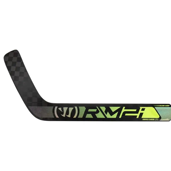 A photo of the Warrior Ritual M2i Senior Goalie Stick in colour green and black. Blade view.
