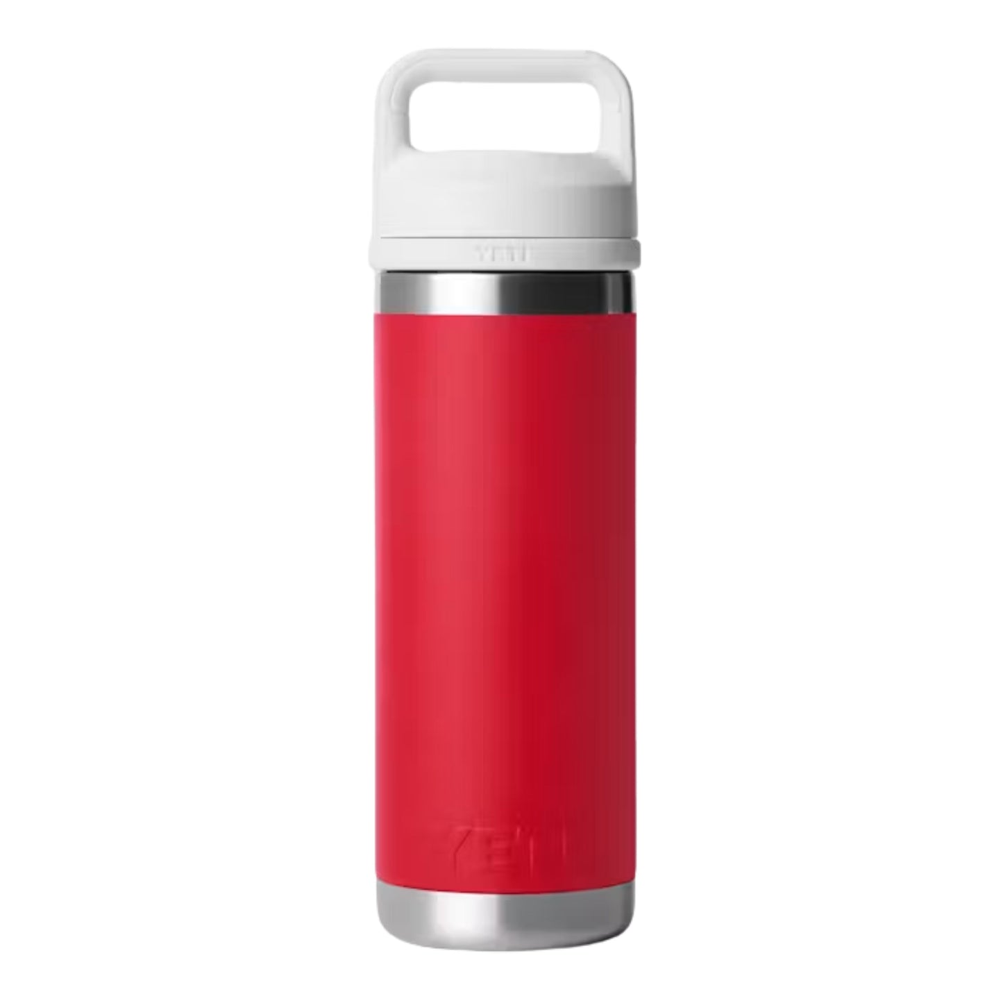 A photo of the Yeti Rambler 18 oz Bottle w/ Chug Cap in colour red and white.
