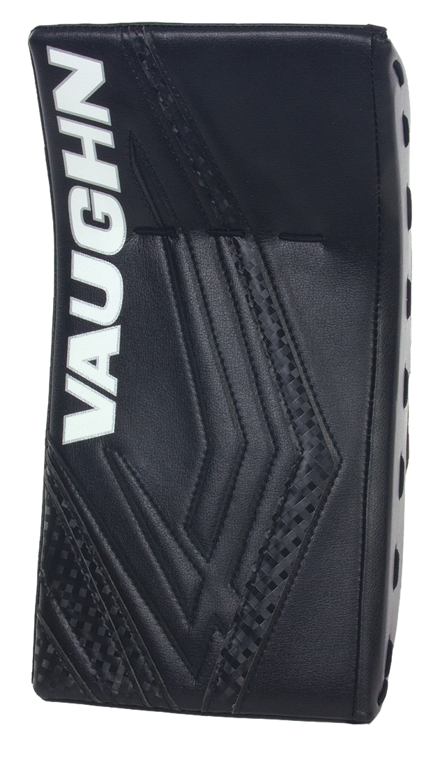 A photo of the Vaughn Velocity VX1 Pro Carbon Senior Goalie Blocker in colour black. Front view.