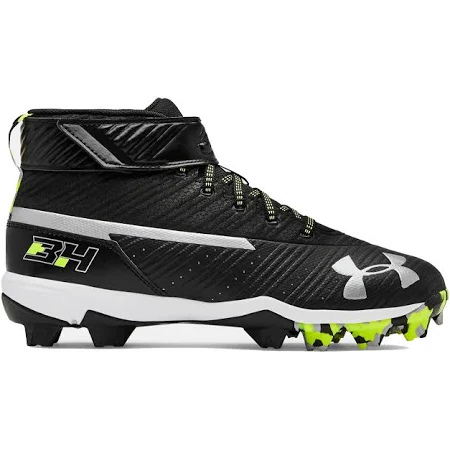 A photo of the Under Armour Junior Harper 3 Mid RM Cleats in colour black side view.